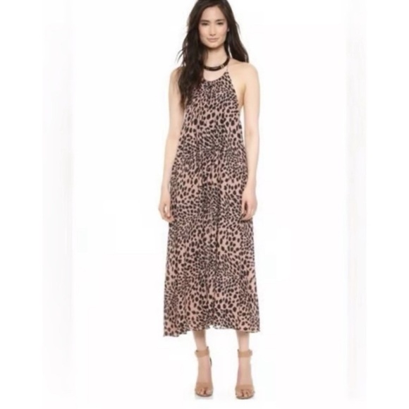 Zimmermann Dresses & Skirts - ZIMMERMANN sundown leopard animal print halter maxi dress sz 1 small black brown